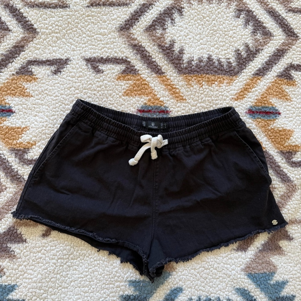 Volcom Black Athletic Shorts with White Drawstring | Size M